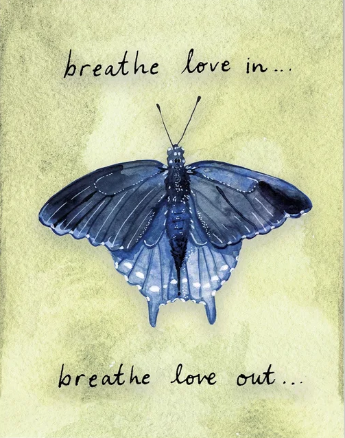 Breathe love in butterfly greeting card