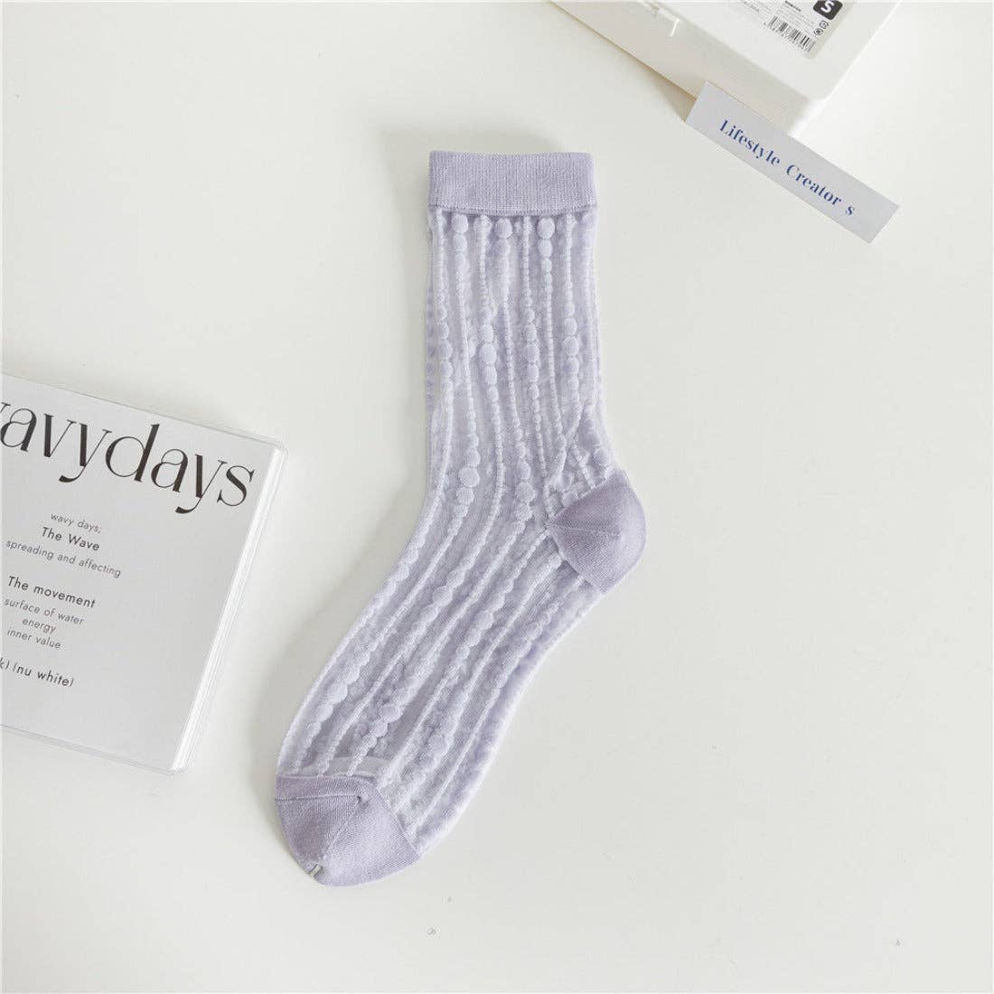 Rufia - Polka Dot & Striped Sheer Crew Socks