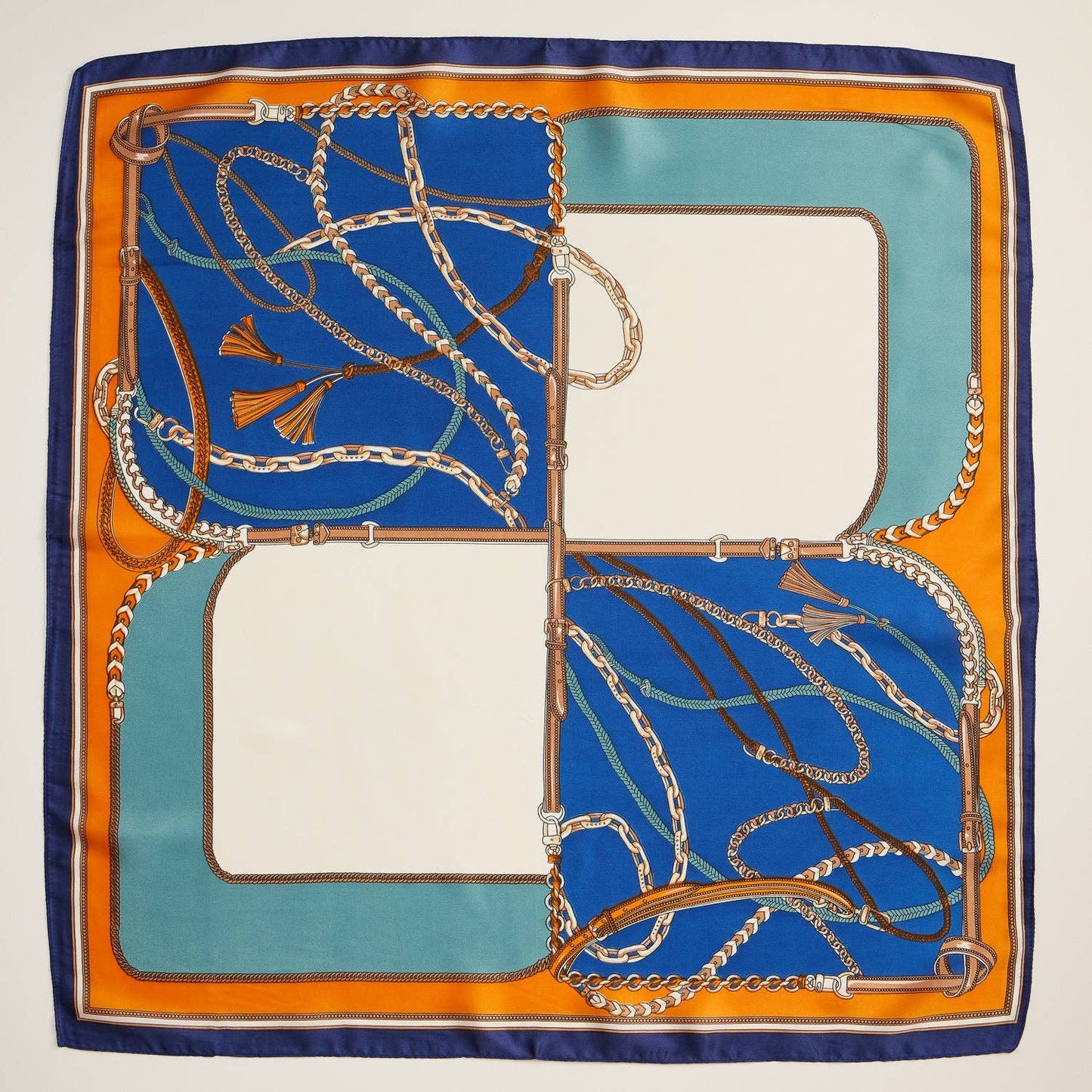 Equestrian Chain Print Silk Texture Square Scarf