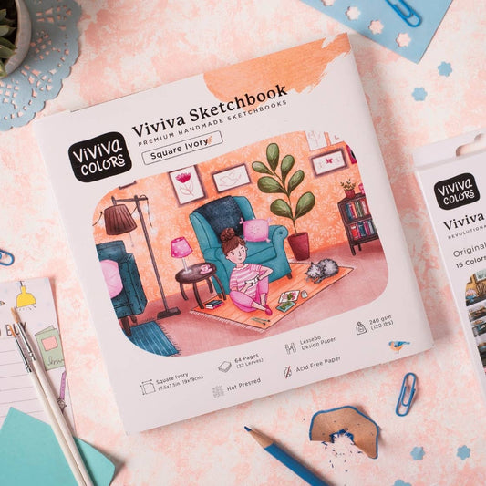 Square Ivory Sketchbook -  240 GSM for Sketching & Coloring