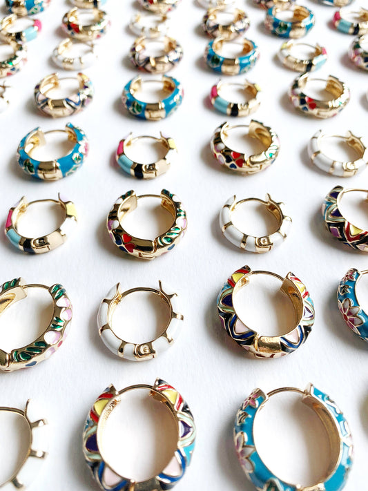 Enamel Hoop Earrings