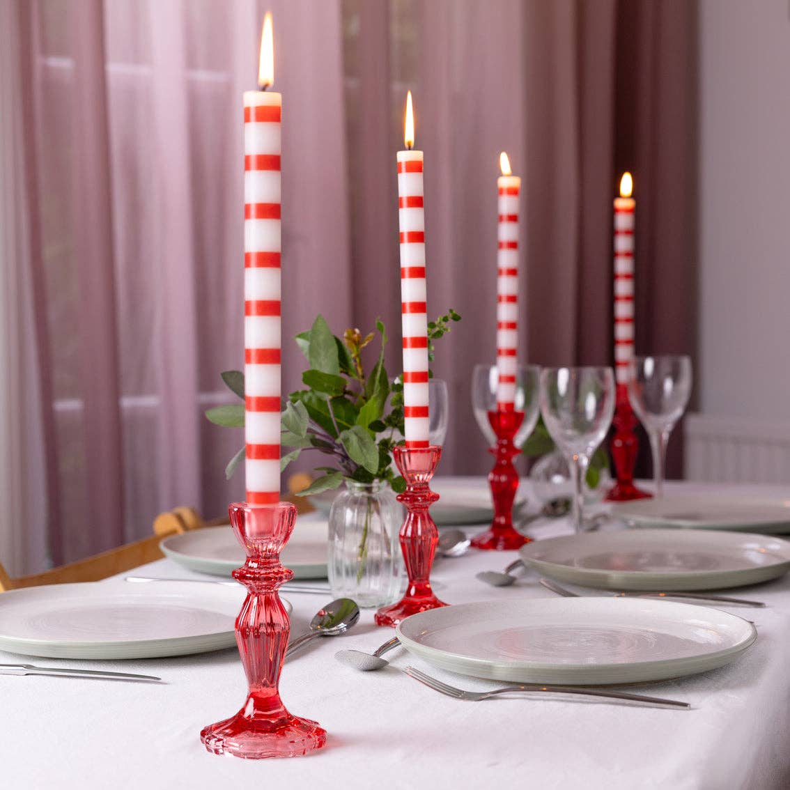 Red & White Stripe Candles