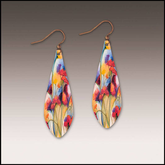 Festive Multicolor Floral Long Drop Handmade Earrings