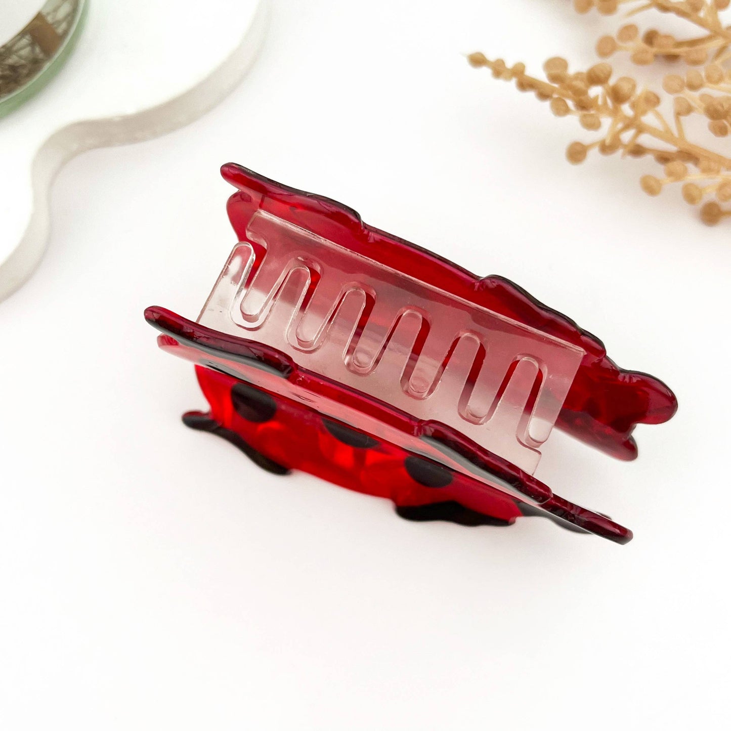 Creative Ladybug Acrylic Printed Hair Claw Clip