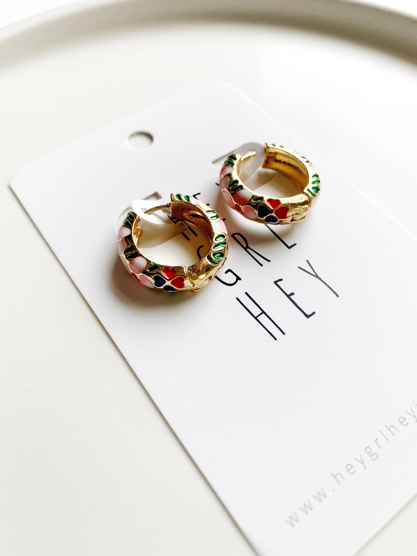 Enamel Hoop Earrings