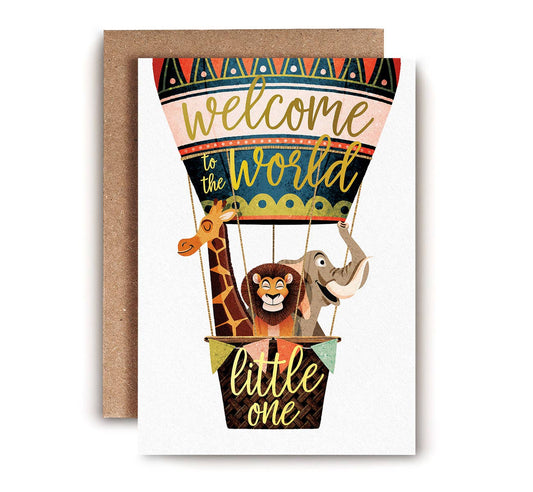 Hot Air Balloon New Baby Card | Gender Neutral Baby Card