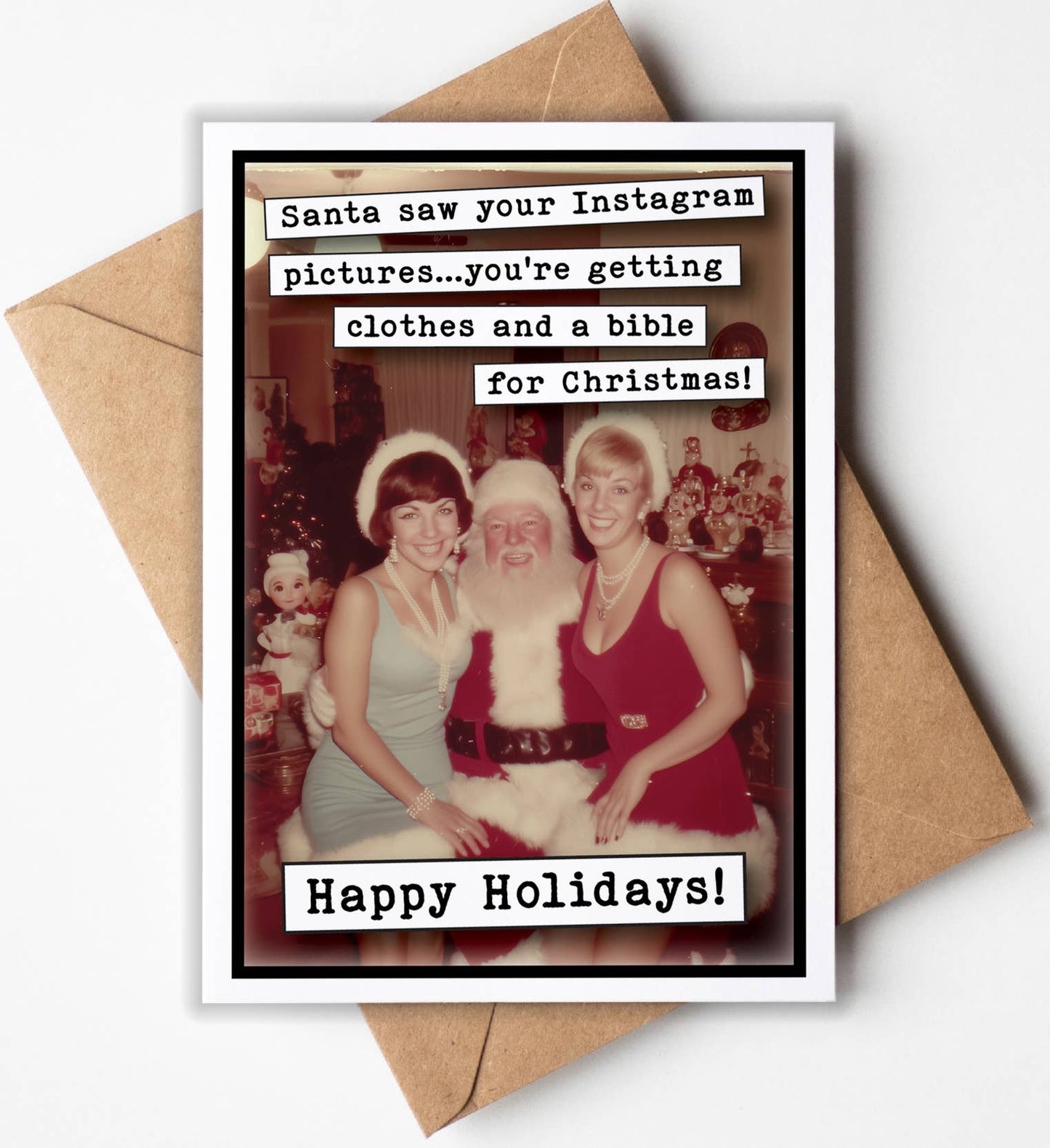 Santa Saw Your Instagram Pictures Funny Christmas Card