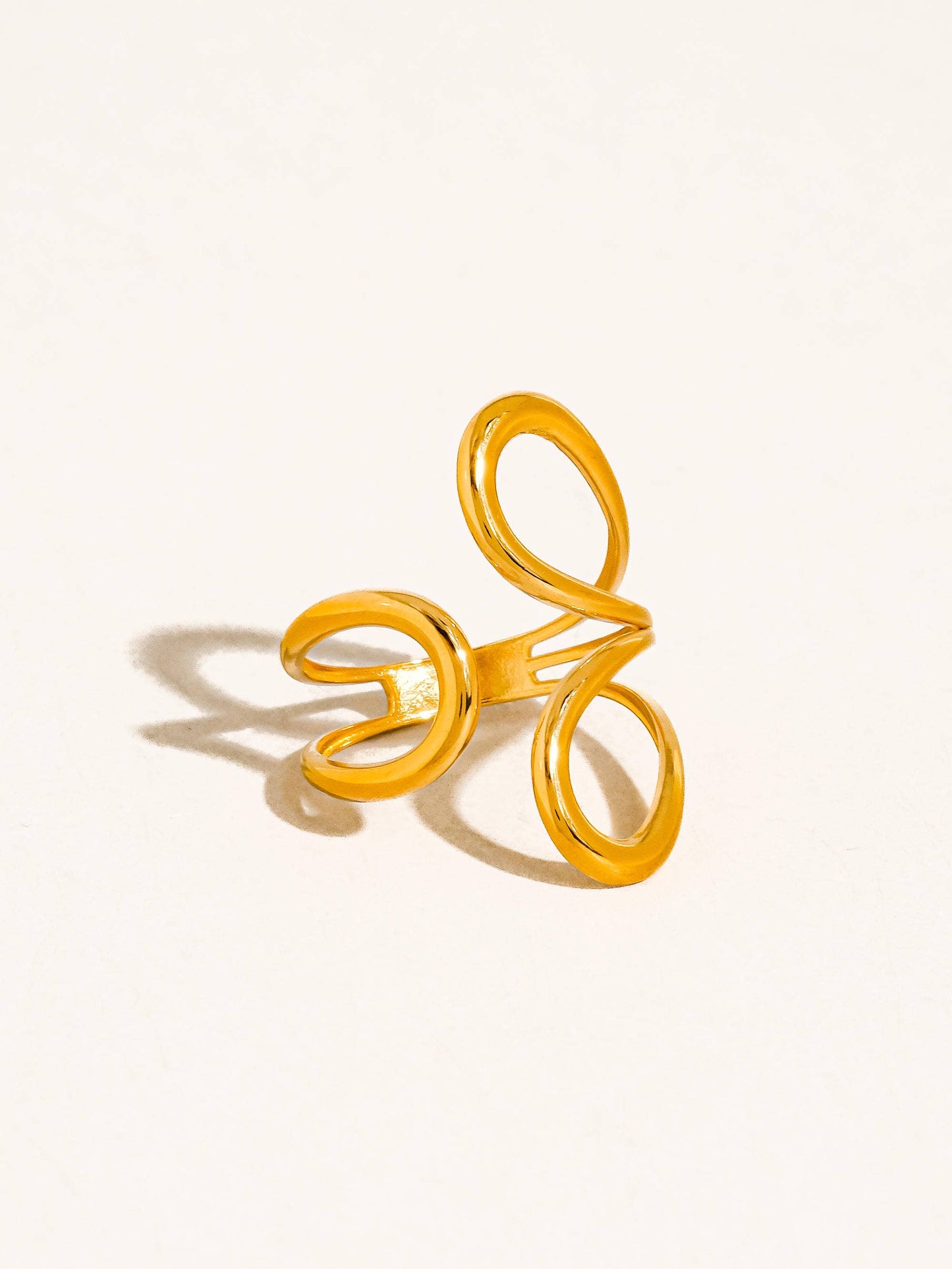 Parvella 18K Gold Non-Tarnish Abstract Swirl Ring