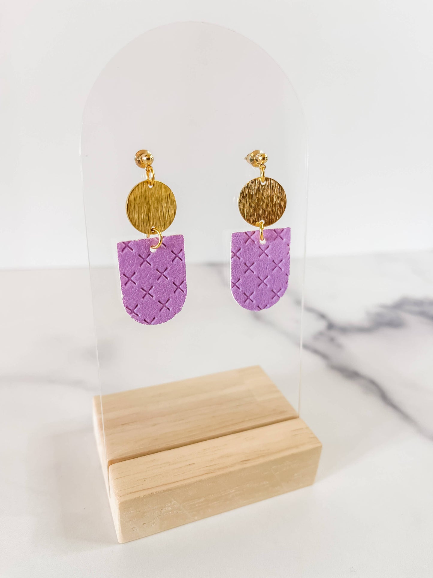 The Hadley Mini Leather Earrings - Purple