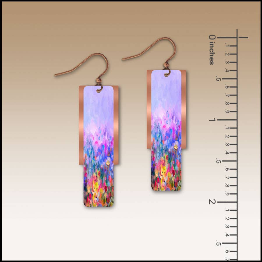 Rainbow Floral Copper Accent Multilayer Earrings