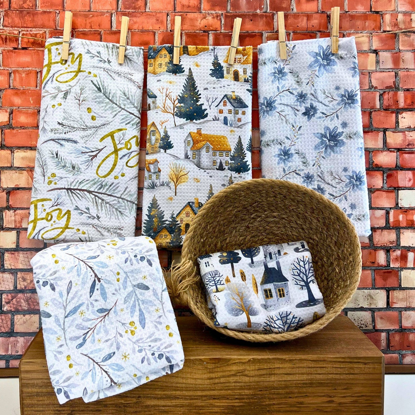 Winter Wonderland Waffle Kitchen Towels - Holiday Decor