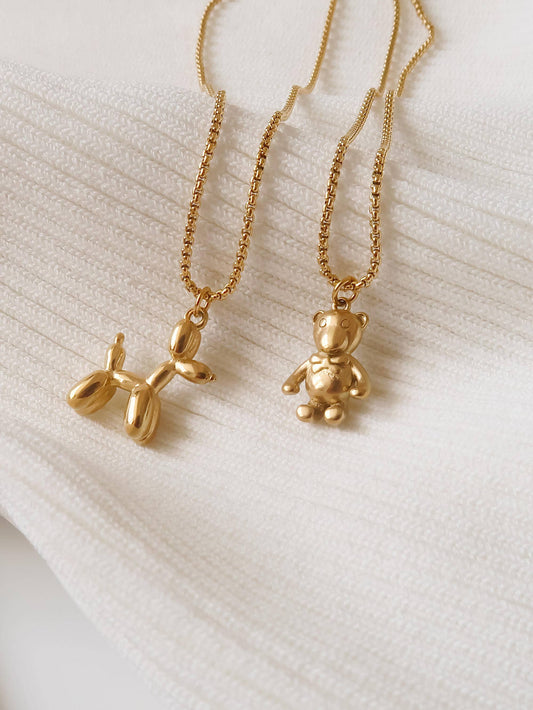 18K Gold Non-Tarnish Balloon Dog Necklace