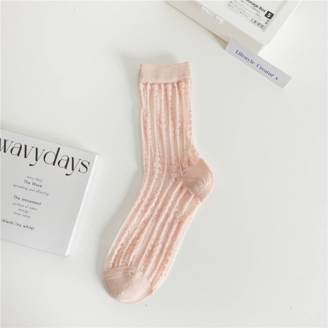 Rufia - Polka Dot & Striped Sheer Crew Socks