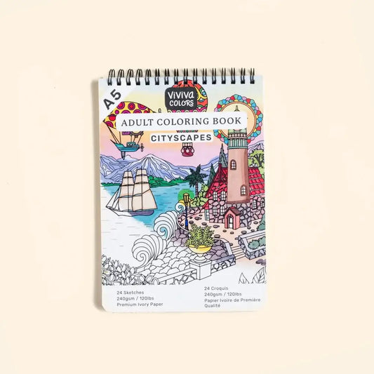 Adult Watercolor Paper Coloring Book - Cityscapes