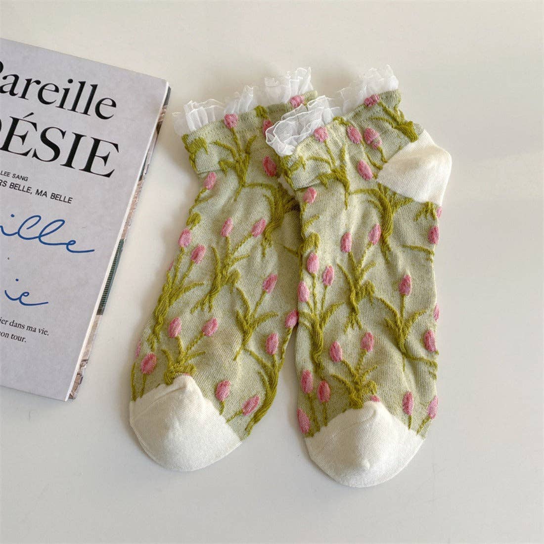 Rufia - Tulip Lace Trim Ankle Socks
