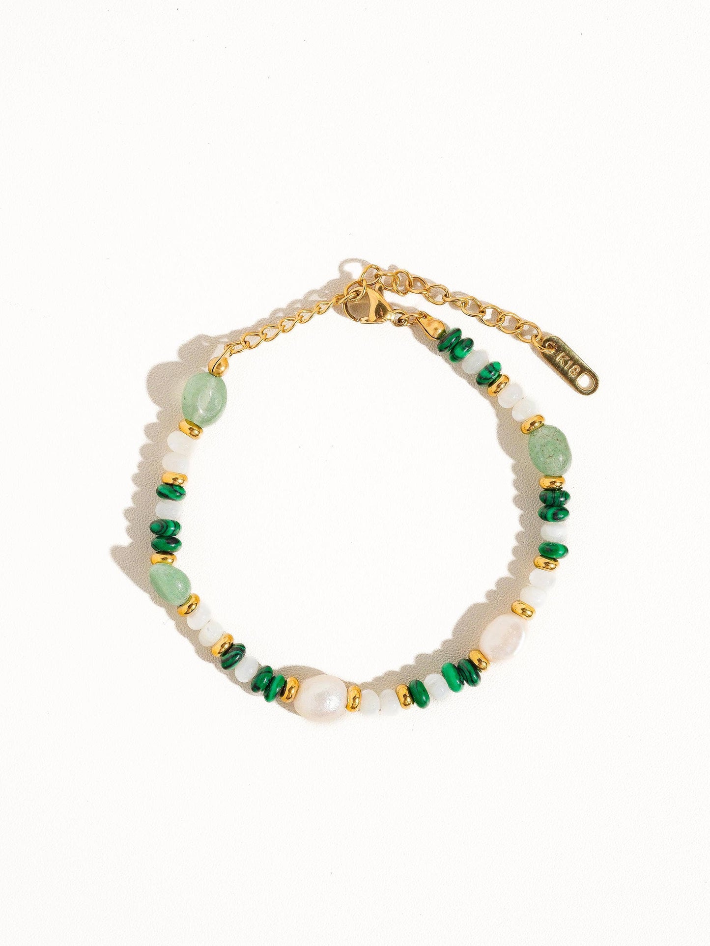 18K Bohemian Handmade Stone and Bead Bracelet