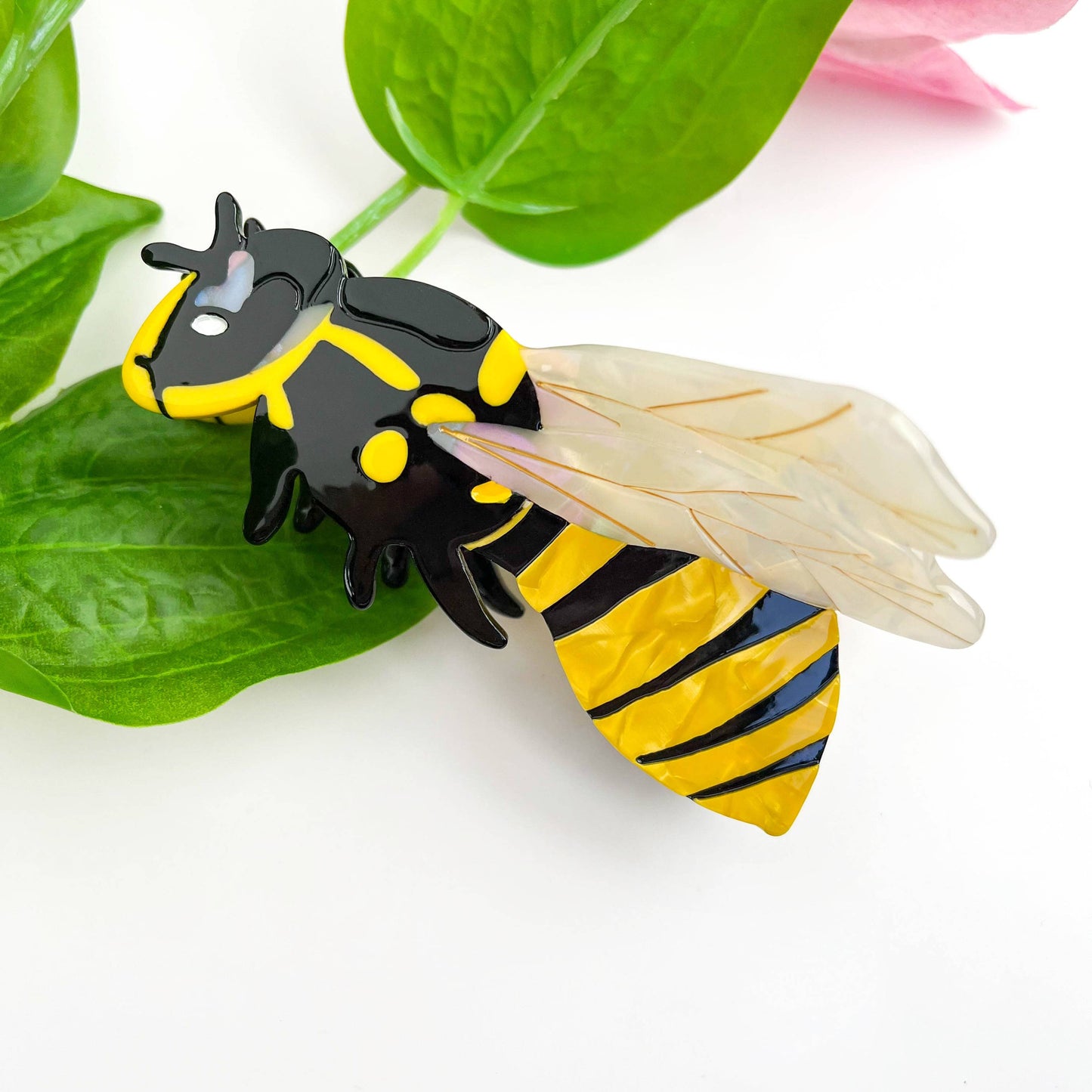🐝 Queen Bee Elegance – Acetate Honeybee Claw Clip