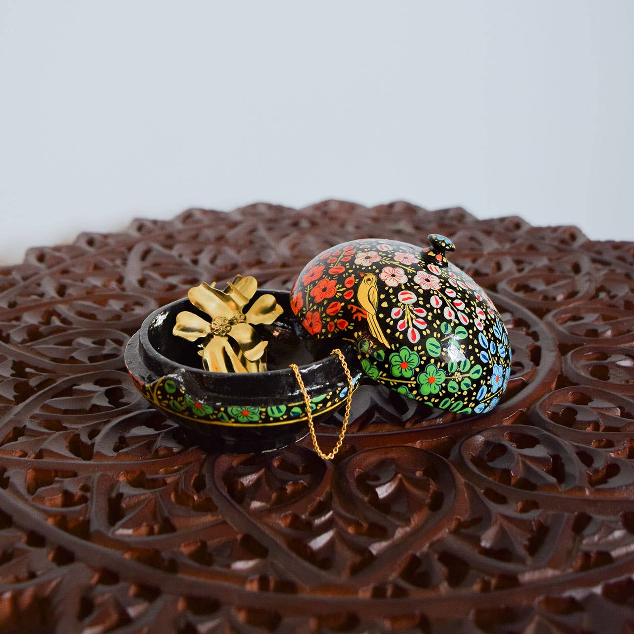 Midnight Garden Handpainted Lidded Jewelry Box