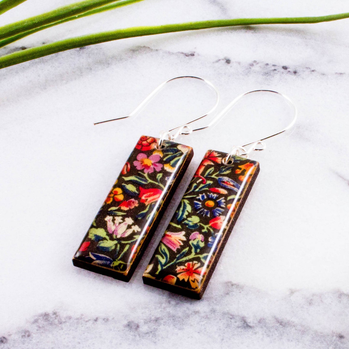 Dark Meadow Rectangle Earrings