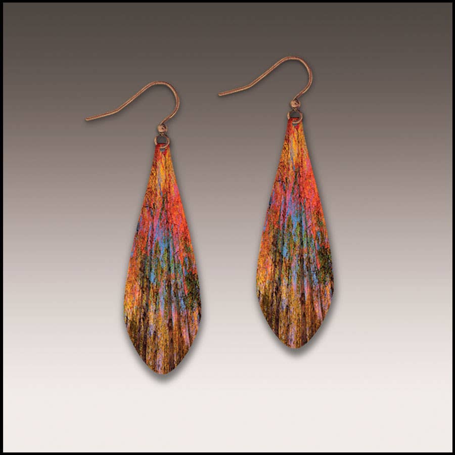 Orange Nature Abstract Long Drop Handmade Earrings