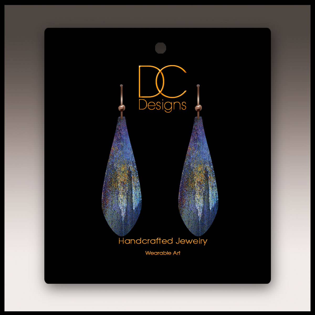 Midnight Blue Nature Long Drop Earrings