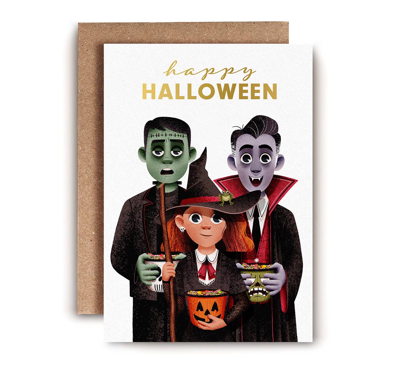 Trick or Treat Halloween Card | Monster Card | Witch Card