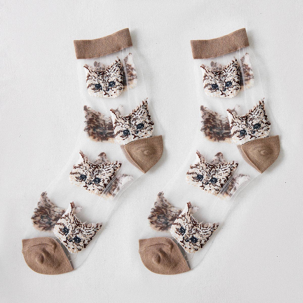 Rufia – Sheer Cat Pattern Ankle Socks | Lightweight & Breathable