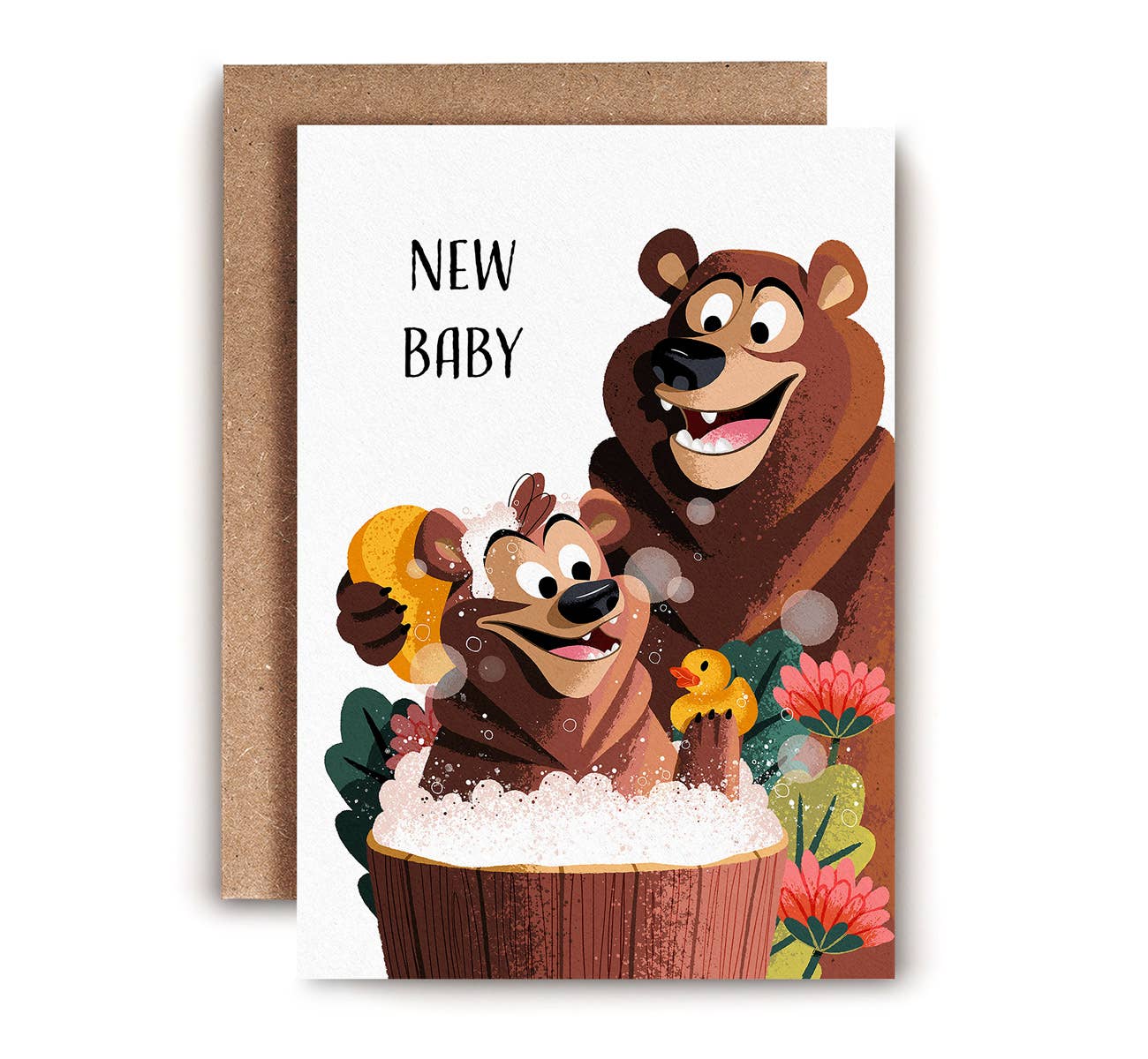 Bubble Bath Bears New Baby Card | New Parent Card