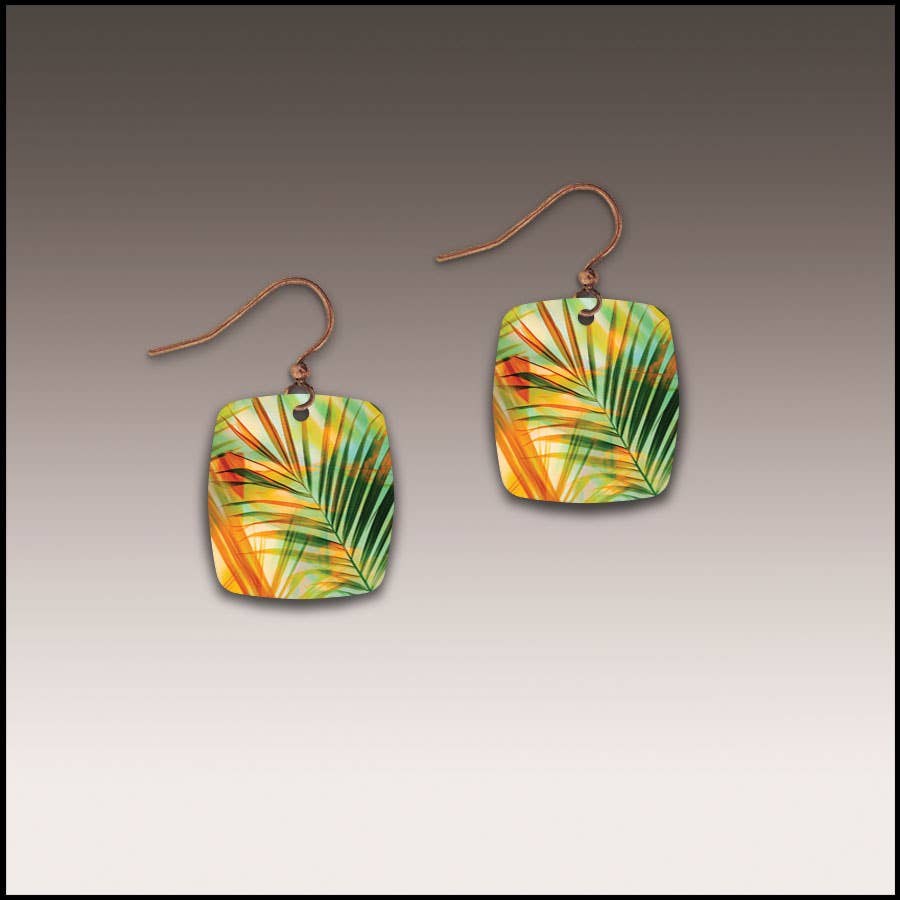 Gilded Tropical Button Drop Handmade Earrings