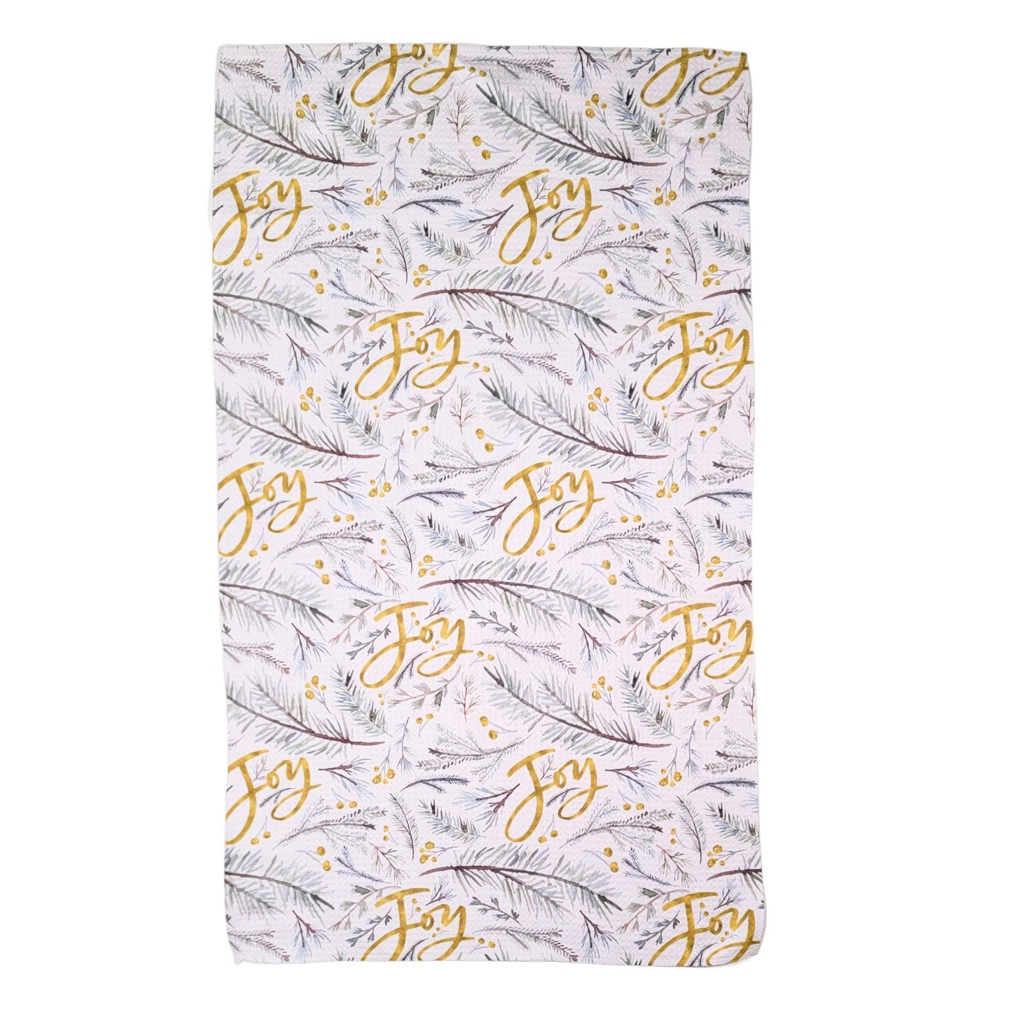 Winter Joy Waffle Weave Kitchen Tea Towels With Hanging Loop