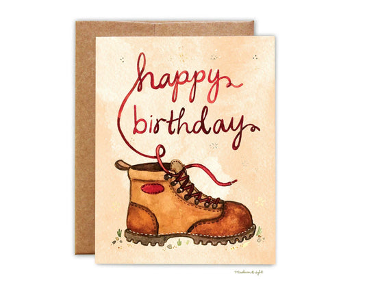 Happy Birthday Hiking Boot Greeting Card