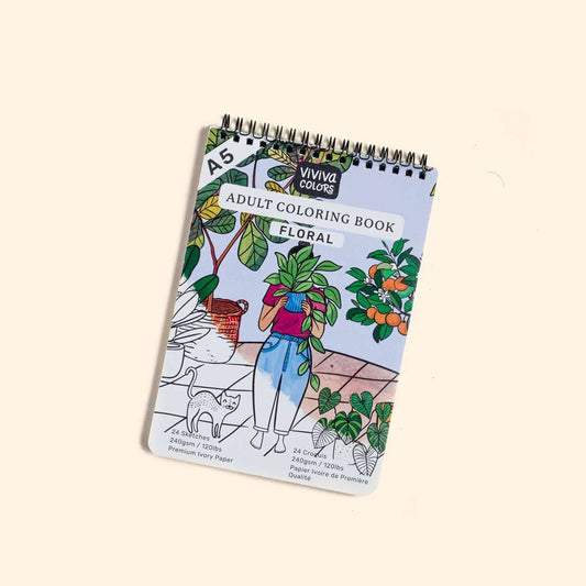 A5 Adult Coloring Book - Floral