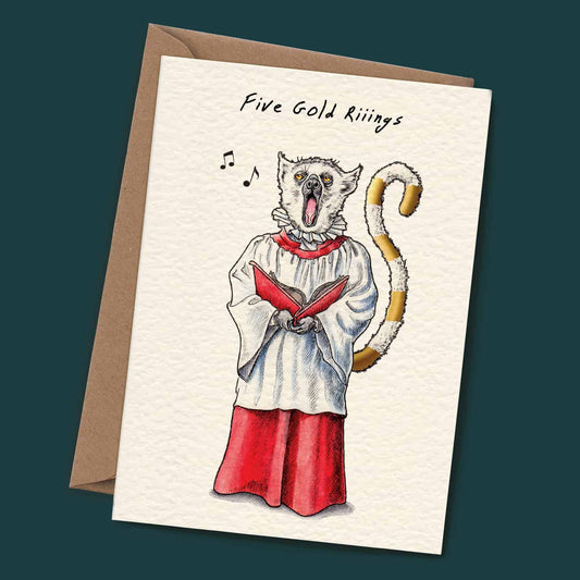 Five Gold Rings Card - Christmas Card