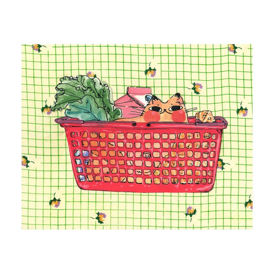 "Basket Cat": 7x5 Inches Print