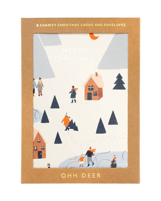 Ohh Deer Ski Houses Christmas Card Set - Pack of 6