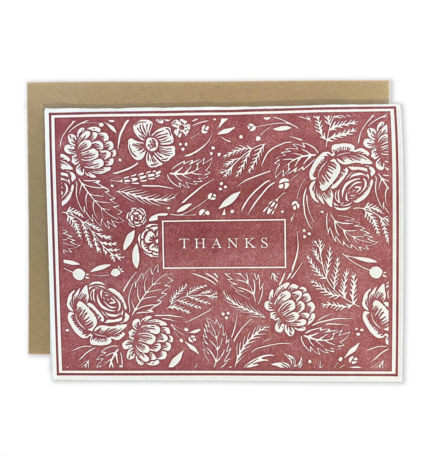 Botanical Thanks Card - Cranberry