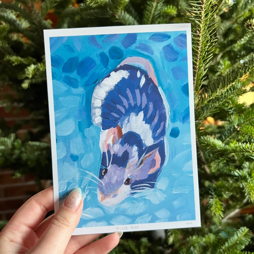 Blue Rat Art Card