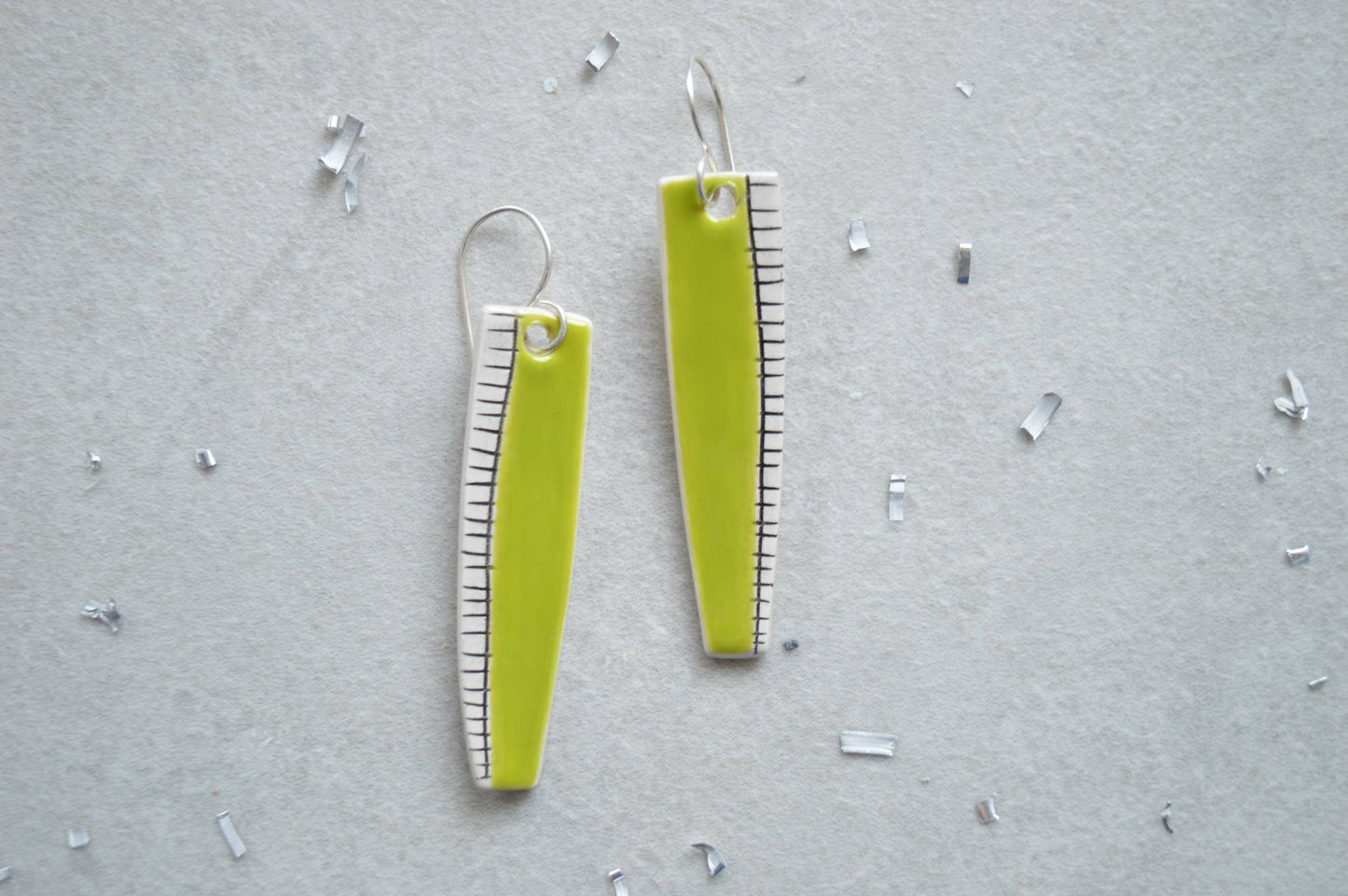 Lime Green Abstract Dangle Earrings