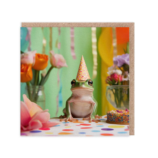 Frog At Table Birthday Card
