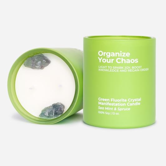 Organize Your Chaos- Green Fluorite Crystal Manifestation Candle