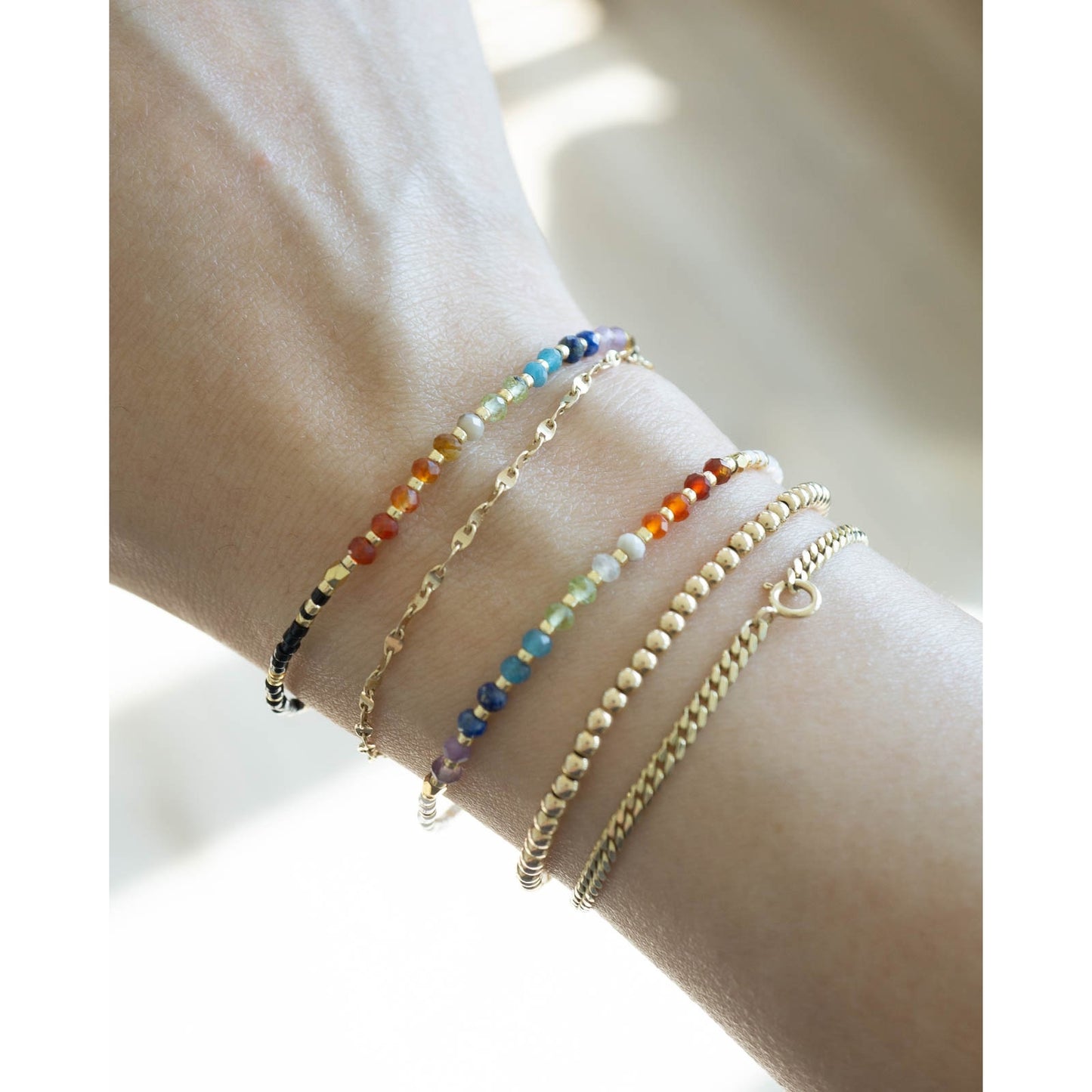 Chakra Rainbow Healing Gemstone Stacking Bracelet