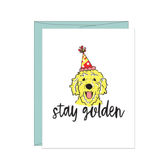 Stay Golden Dog Lovers Letterpress Birthday Card