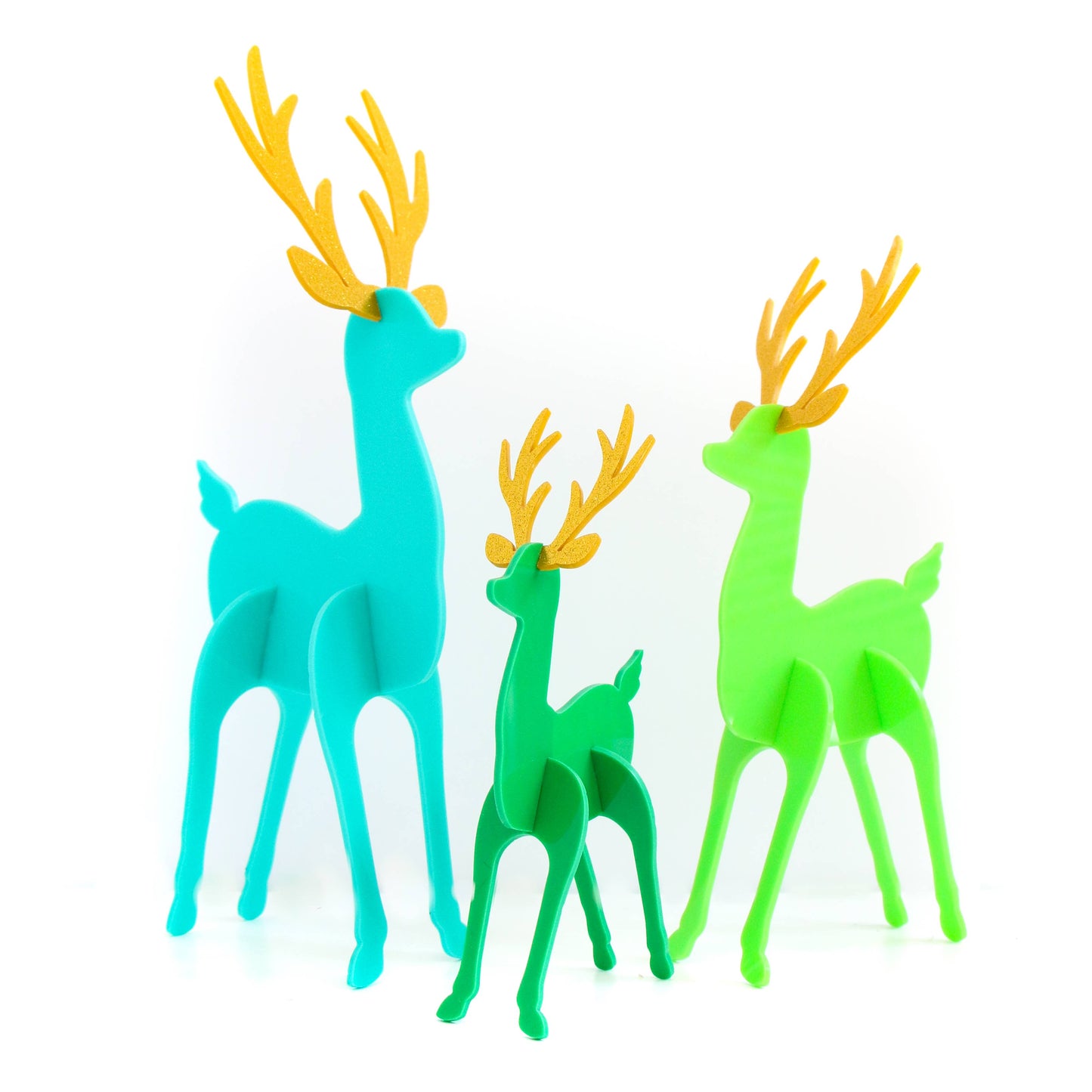 Teal and Green Acrylic Reindeer Christmas Decor