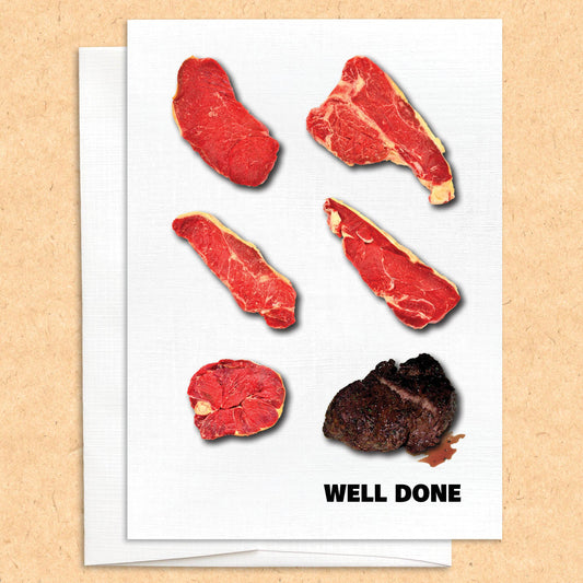 Well Done funny food greeting card