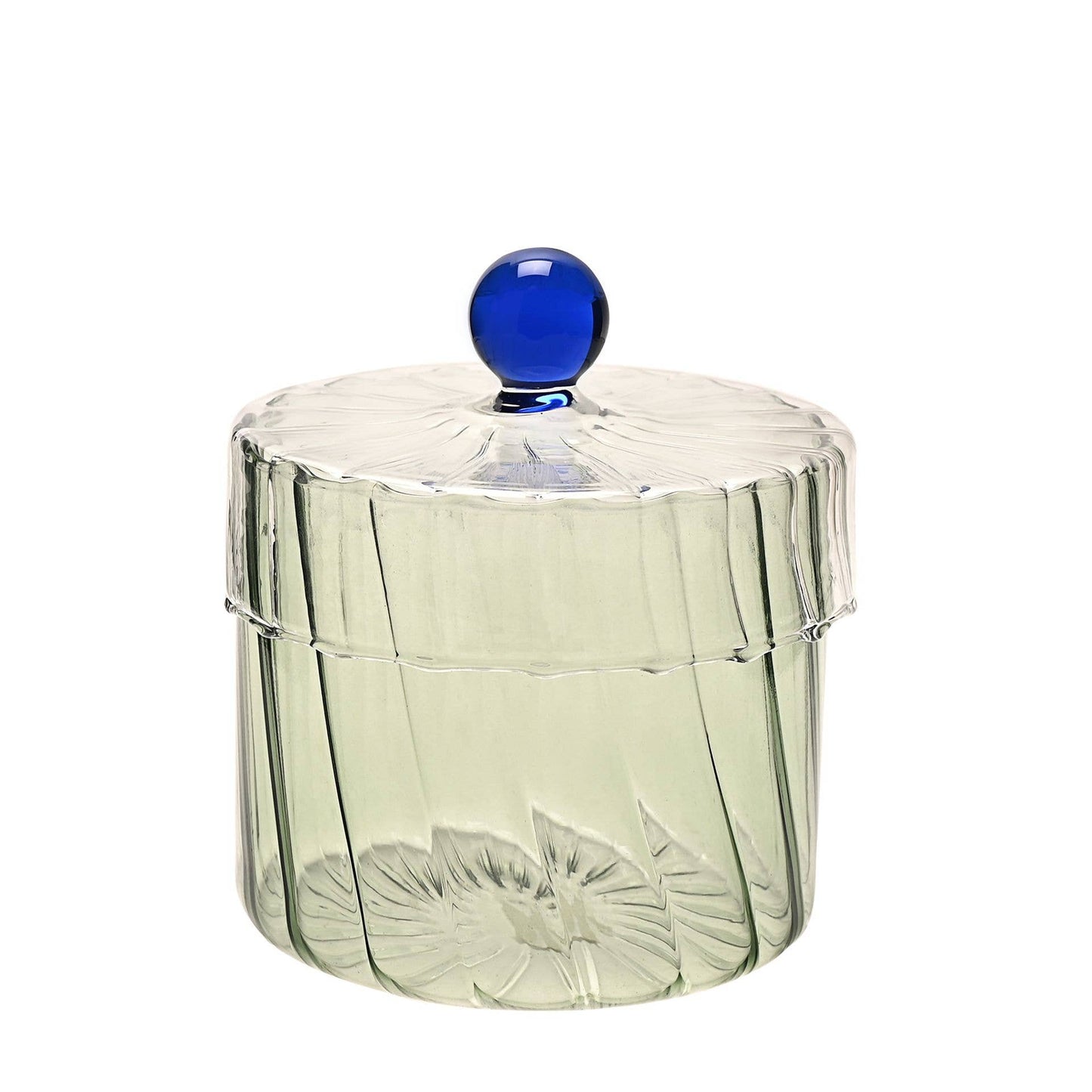 Hestia Handmade Coloured Glass Trinket Box with Clear Lid - Green