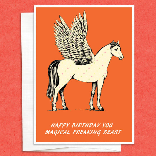 Magical Pegasus Birthday funny greeting card
