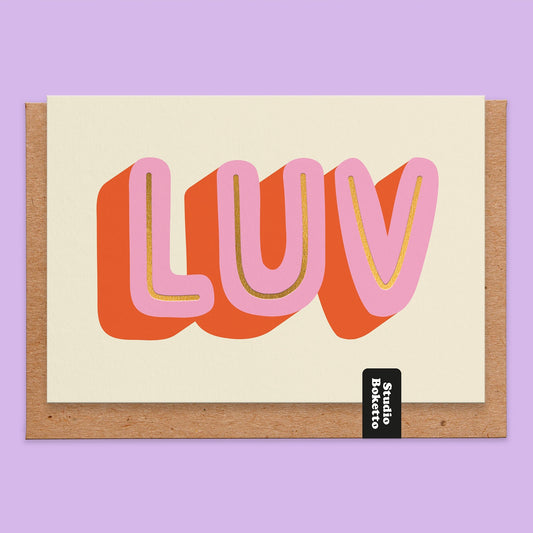 LUV Gold Foil Valentines Card