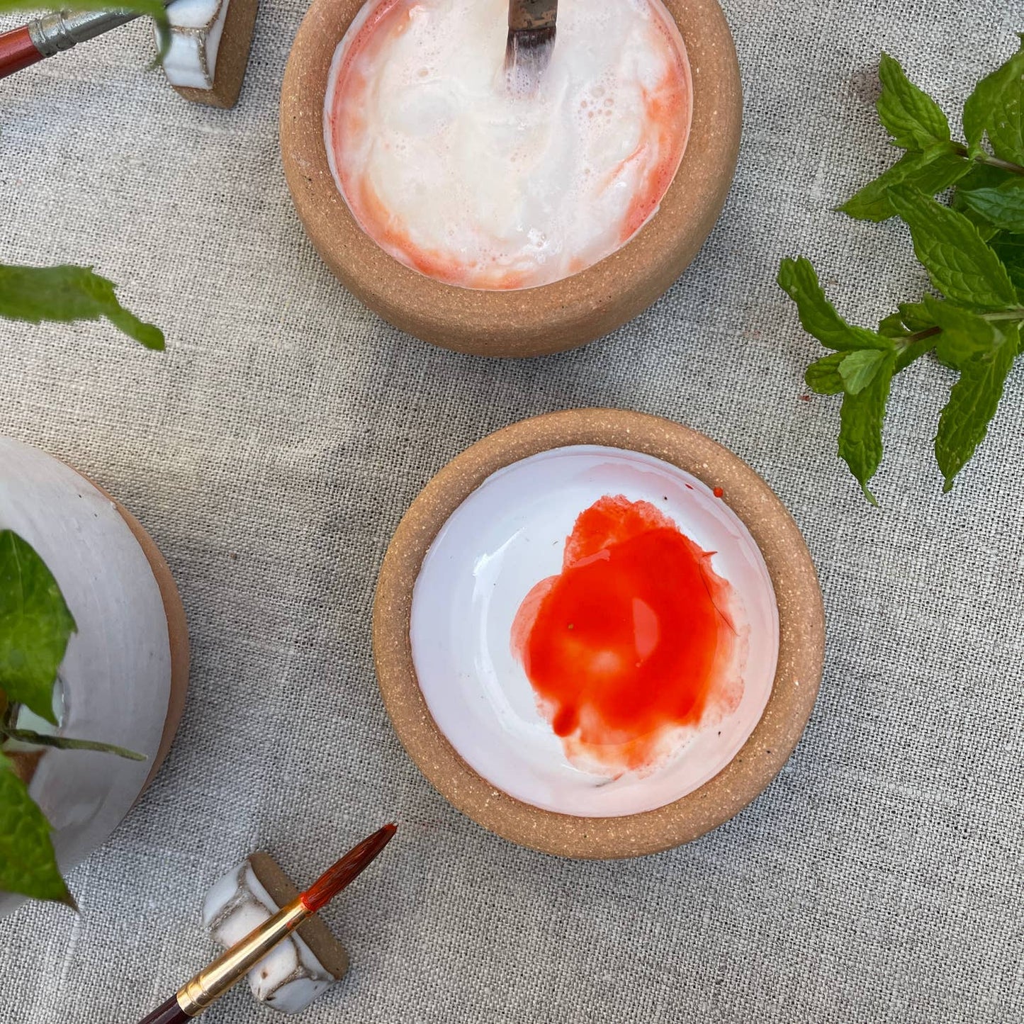 Artist Paint Brush Soap - Poured in Handmade Ceramic Vessels