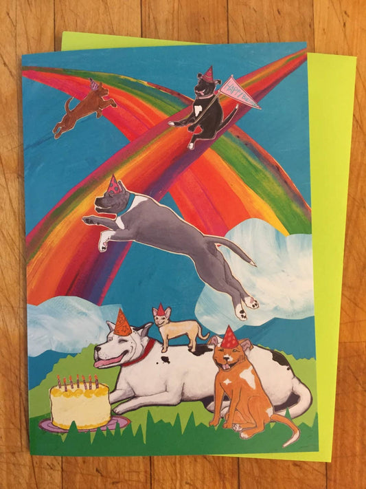 Rainbow Dogs Birthday Card