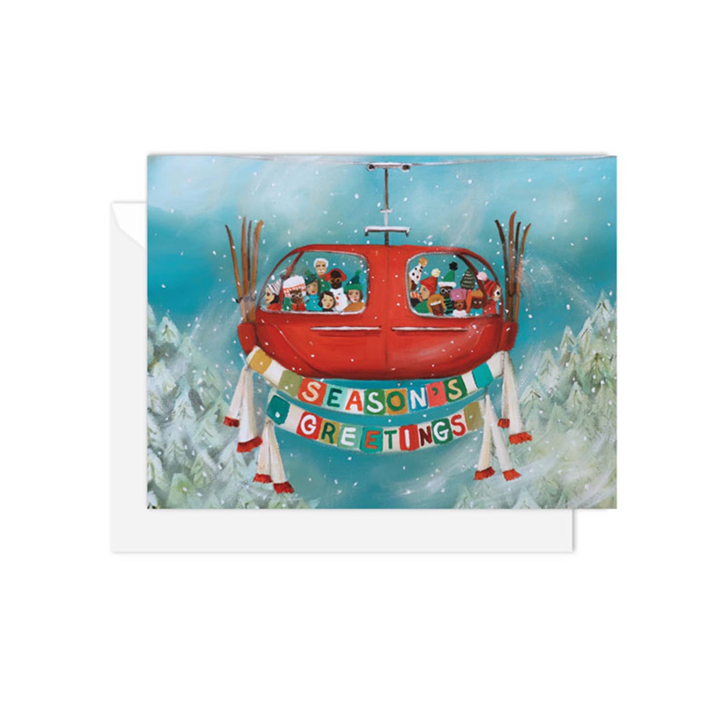 Season's Greetings Ski Lift Card- Box Set of 8